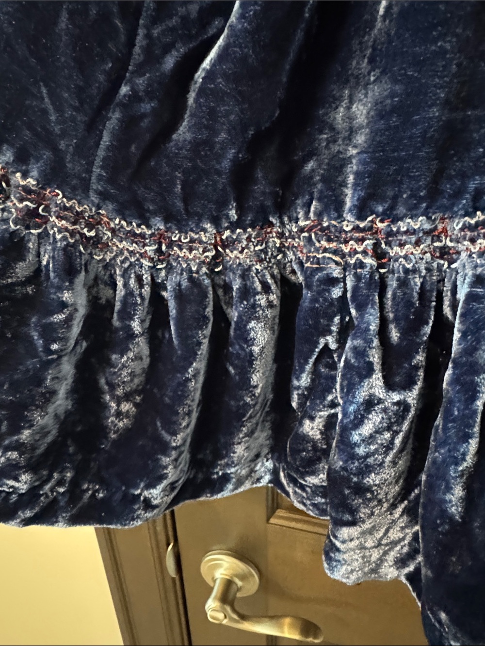 Free People Blue and Velvet Smocked Mini Dress - Picture 4 of 10